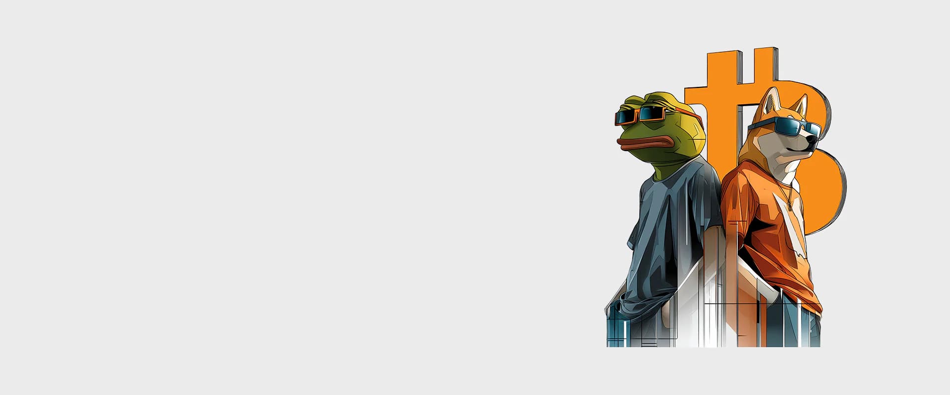 WAGMI Wear — Pepe and Shiba mascots in front of the Bitcoin logo
